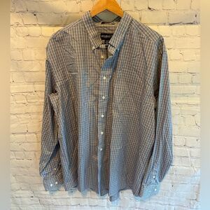 Eddie Bauer Tall Plaid Wrinkle Resistant Relaxed Fit Button Down Shirt XLT